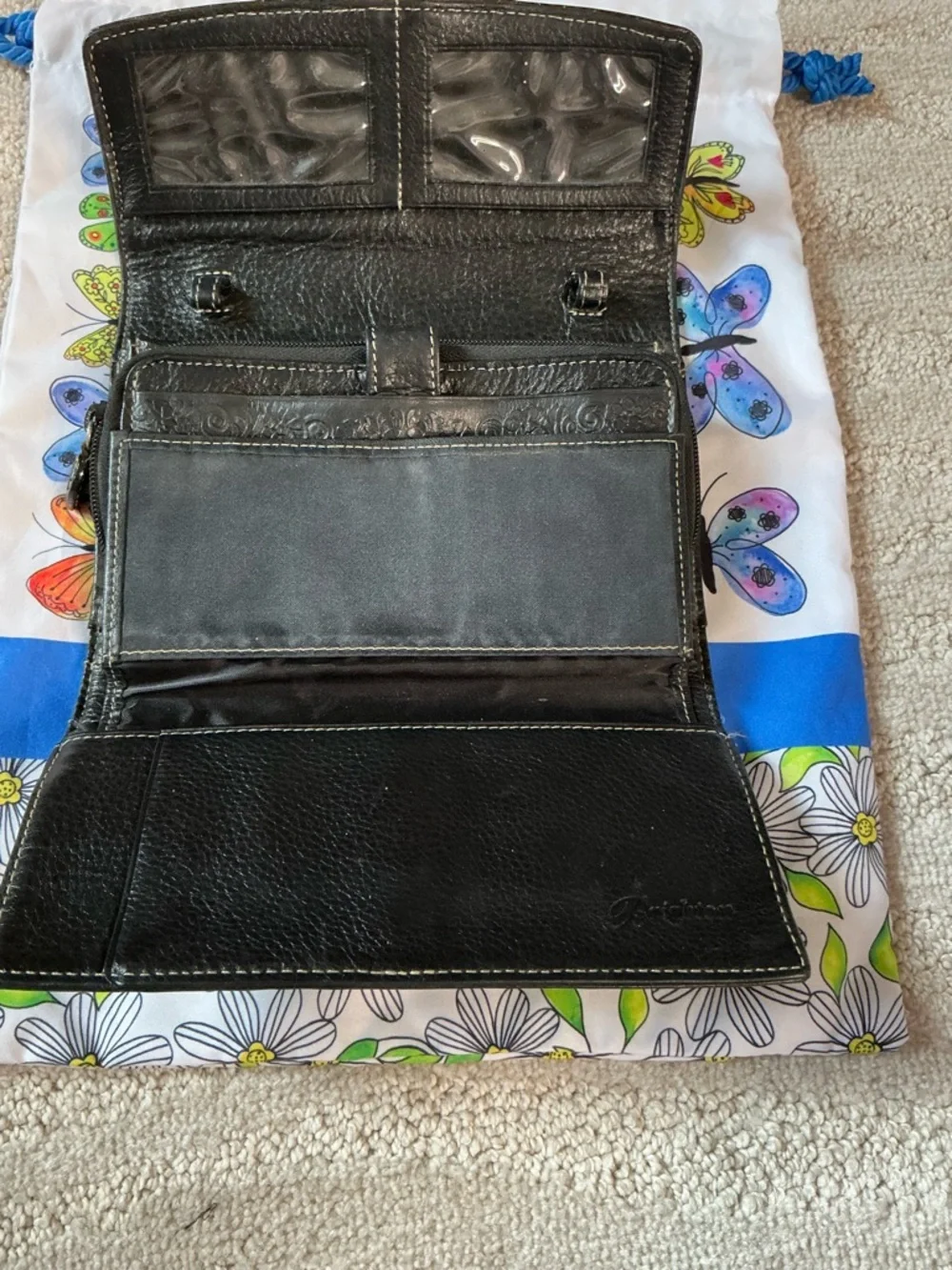 Brighton Croc-Embossed Leather Organizer Wallet / Clutch (Buckle Flap Style)